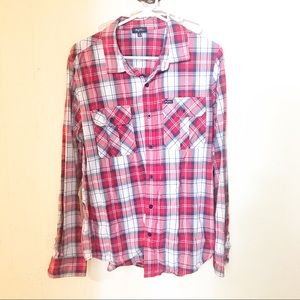 LRG wovens plaid button down